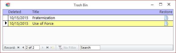 Trash Bin Form