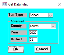 Get Data Files dialog (Advanced options)