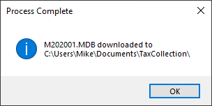 Municipal Download Complete message